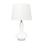 Lalia Home Glass Dollop Table Lamp with White Fabric Shade, White LHT-5001-WH